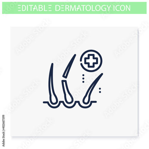 Hair problem line icon. Trichology, dermatology disease. Hair loss, alopecia. Skincare, cosmetology, medicine. Health and beauty concept. Isolated vector illustration. Editable stroke 
