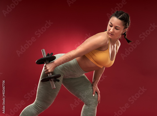 Plus size woman doing fitness exercises