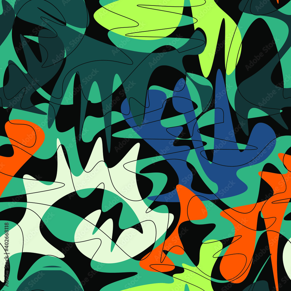 Seamless abstract pattern with wavy shapes and lines Seamless abstract pattern with wavy shapes and lines