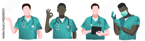 vector set of nurses men or doctors for your design