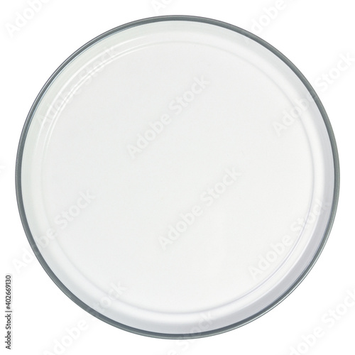 Empty white enamel plate isolated on white background
