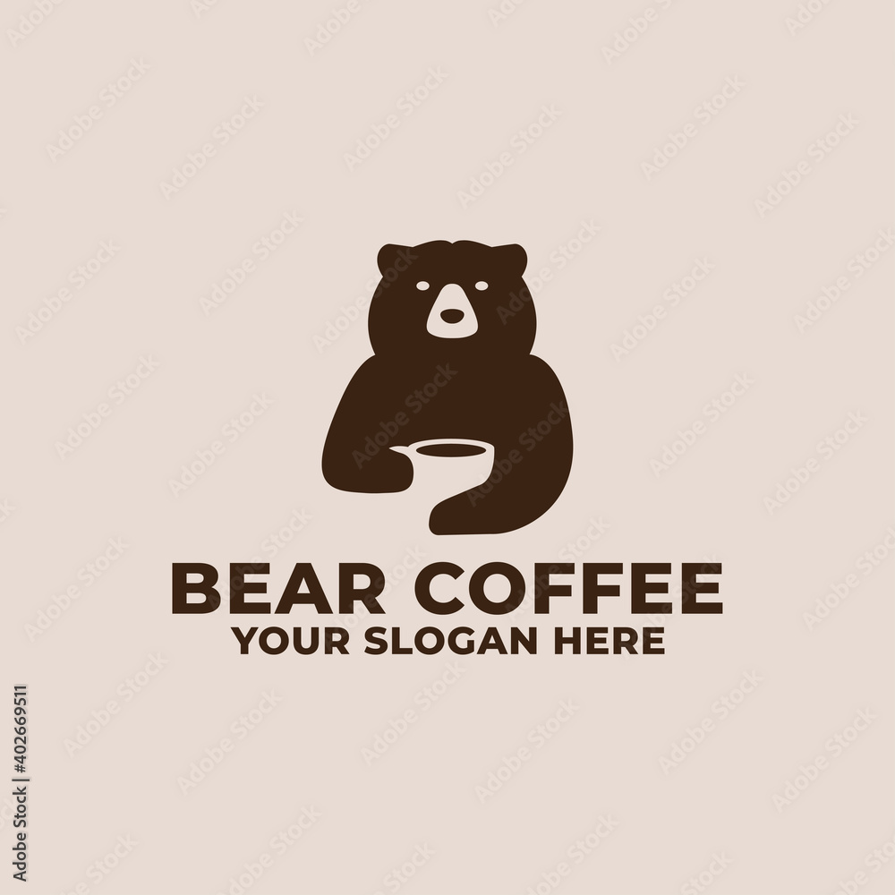 Coffee bear logo mascot design