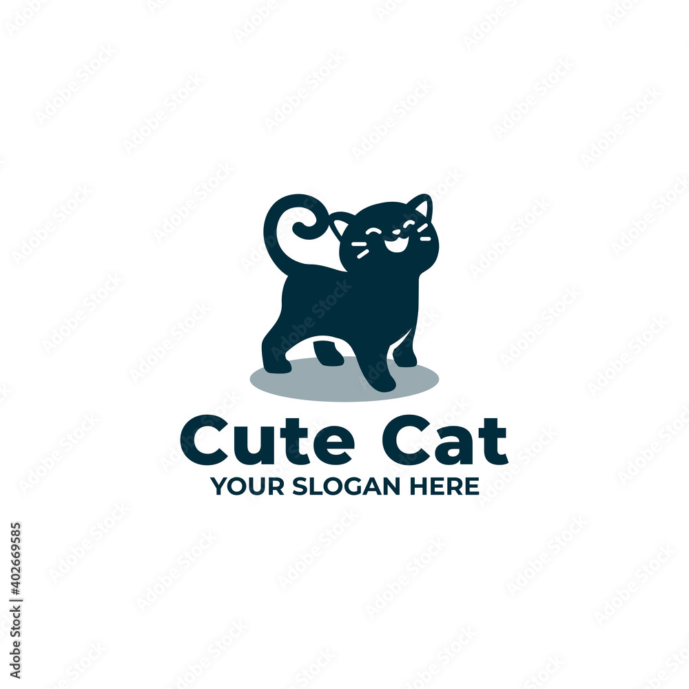 Fototapeta premium Cute Cat Logo Mascot Design