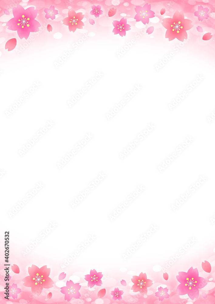 和風の桜の花フレーム　ピンク