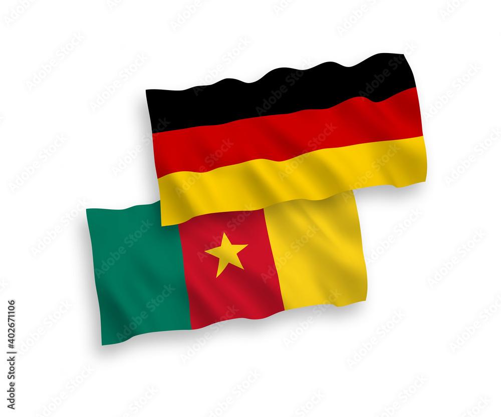 Flags of Cameroon and Germany on a white background Flags of Cameroon and Germany on a white background
