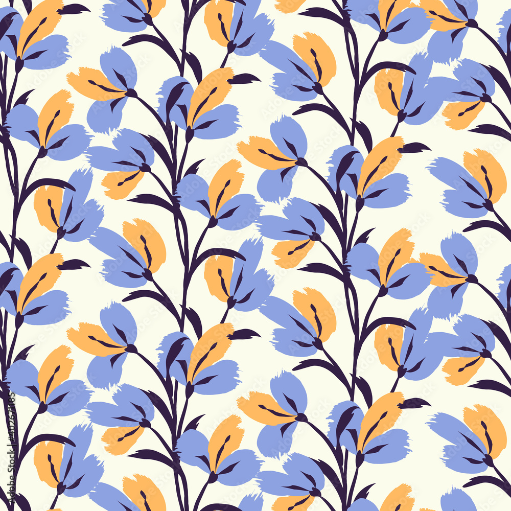 Floral seamless pattern. Cute floral background. Pattern for adult, baby, kids and child background with flower brush strokes. Curtain pattern. Hand drawn doodle texture. Vector illustration Floral seamless pattern. Cute floral background. Pattern for adult, baby, kids and child background with flower brush strokes. Curtain pattern. Hand drawn doodle texture. Vector illustration