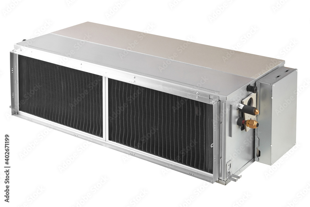 Outdoor air conditioner unit isolated on white background