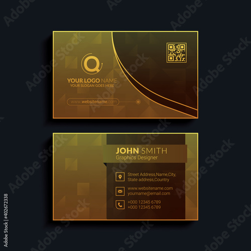 Luxury golden vector business card with logotype template. Premium letter logo with golden design. Elegant corporate identity.