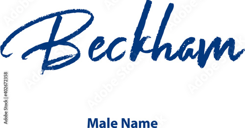 Beckham-Male Name Handwritten Cursive Brush Calligraphy Blue Color Text