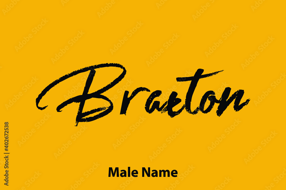 Braxton-Male Name Brush Calligraphy Text on Yellow Background Braxton-Male Name Brush Calligraphy Text on Yellow Background