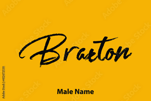 Braxton-Male Name Brush Calligraphy Text on Yellow Background