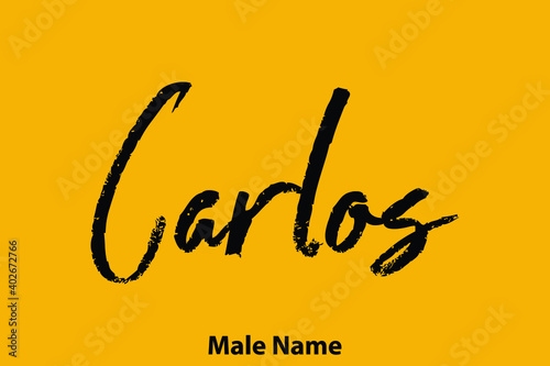 Carlos-Male Name Brush Calligraphy Text on Yellow Background