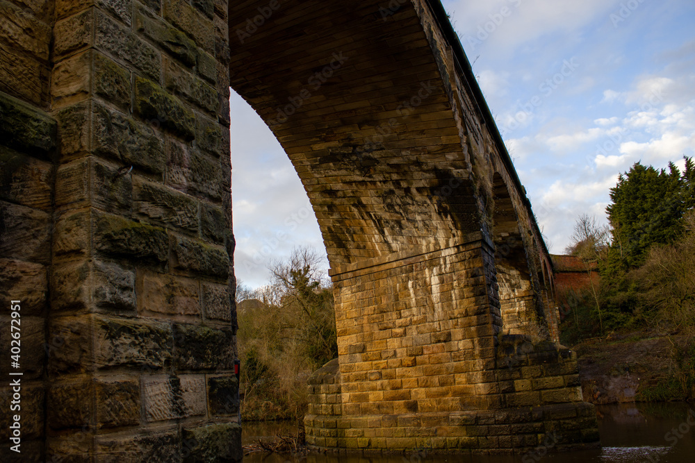The stone and brick Yarm viaduct in North Yorkshire