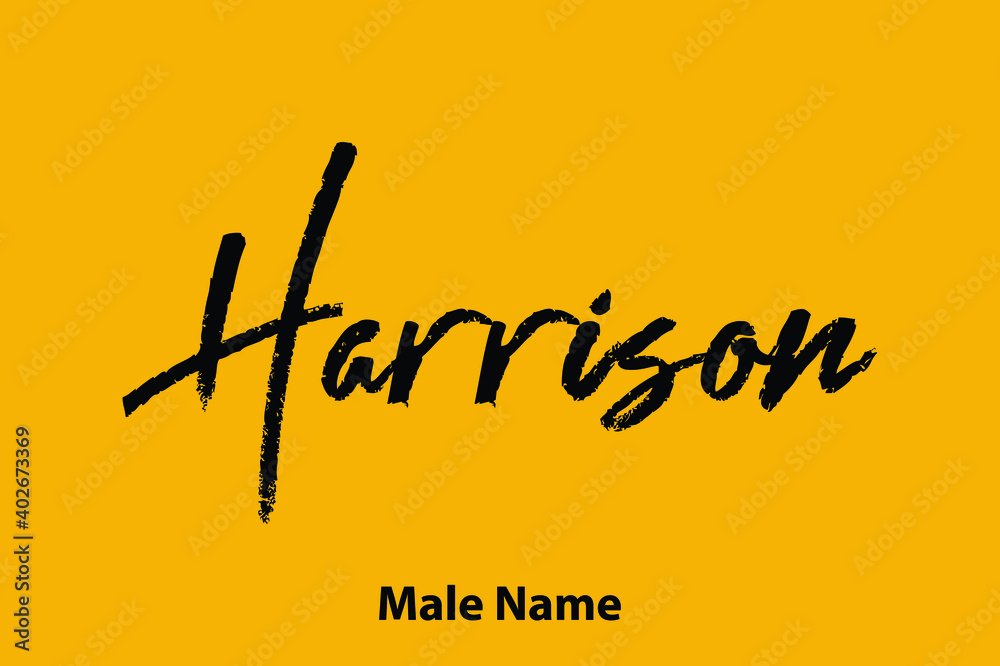Harrison-Male Name Brush Calligraphy Black Text On Yellow Background