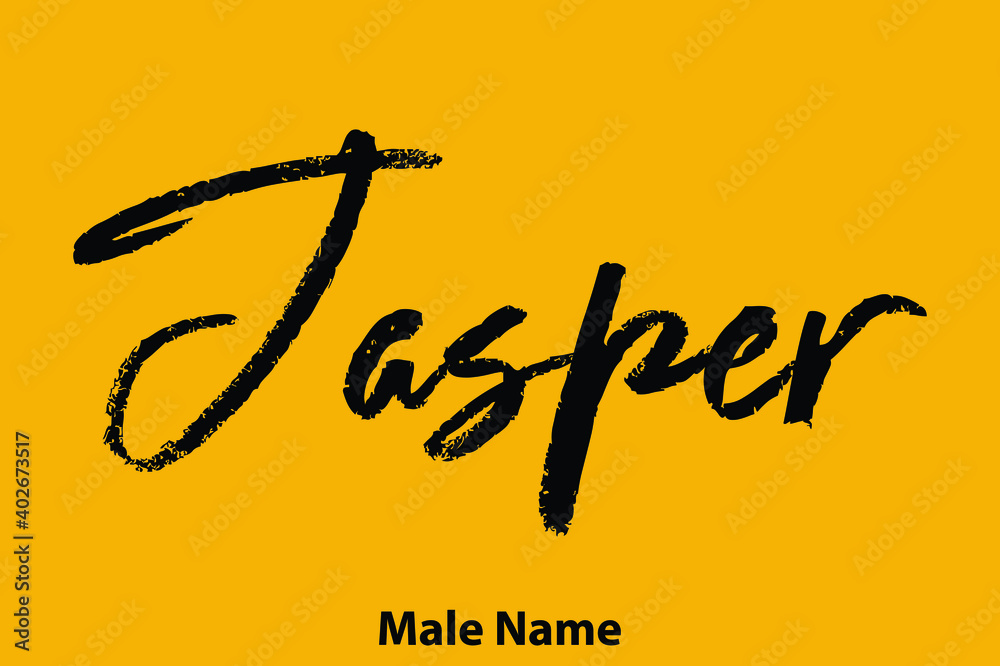 Jasper-Male Name Brush Calligraphy Black Text On Yellow Background Jasper-Male Name Brush Calligraphy Black Text On Yellow Background