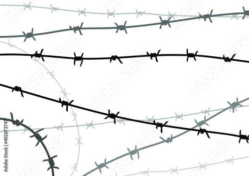 Metal barbed wire on white background. Vector illustration.