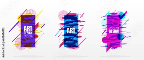 Vector illustration. Geometric fame backgrounds for text. Modern art graphic. Bright acidic colors. Element for design business cards, invitations, gift cards, flyers and brochures