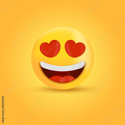 3d Smiling Face with Heart eyes, loving emoji character, in love emoticon