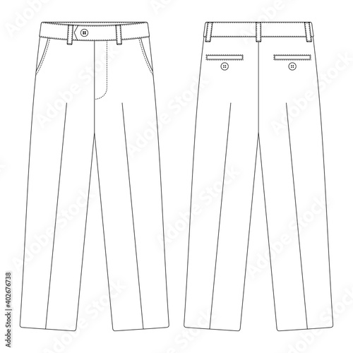 Template suit trouser vector illustration flat design outline clothing