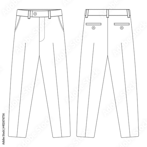 Template suit trouser pants vector illustration flat design outline clothing