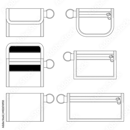 Template hanging wallet vector illustration flat design outline clothing