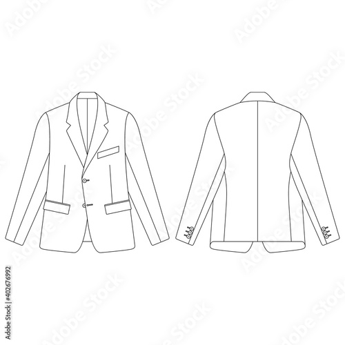 Template flip pockets blazer vector illustration flat design outline clothing