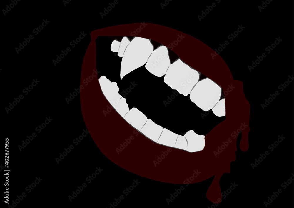 Halloween white vampire teeth with black background Halloween white vampire teeth with black background