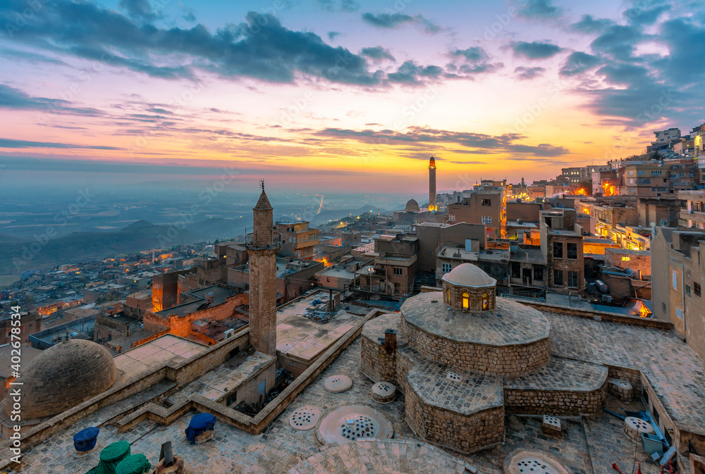 Mardin City sunset view in Turkey