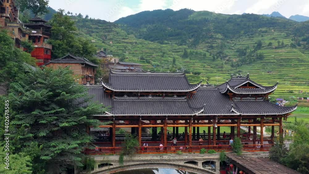 Aerial view of Qianhu Miao Village in Xijiang, Southeast Guizhou, China Aerial view of Qianhu Miao Village in Xijiang, Southeast Guizhou, China