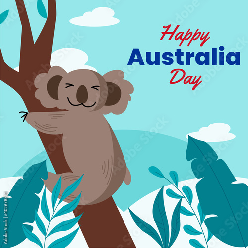 Canvas Print happy australia day illustration with kangoroo