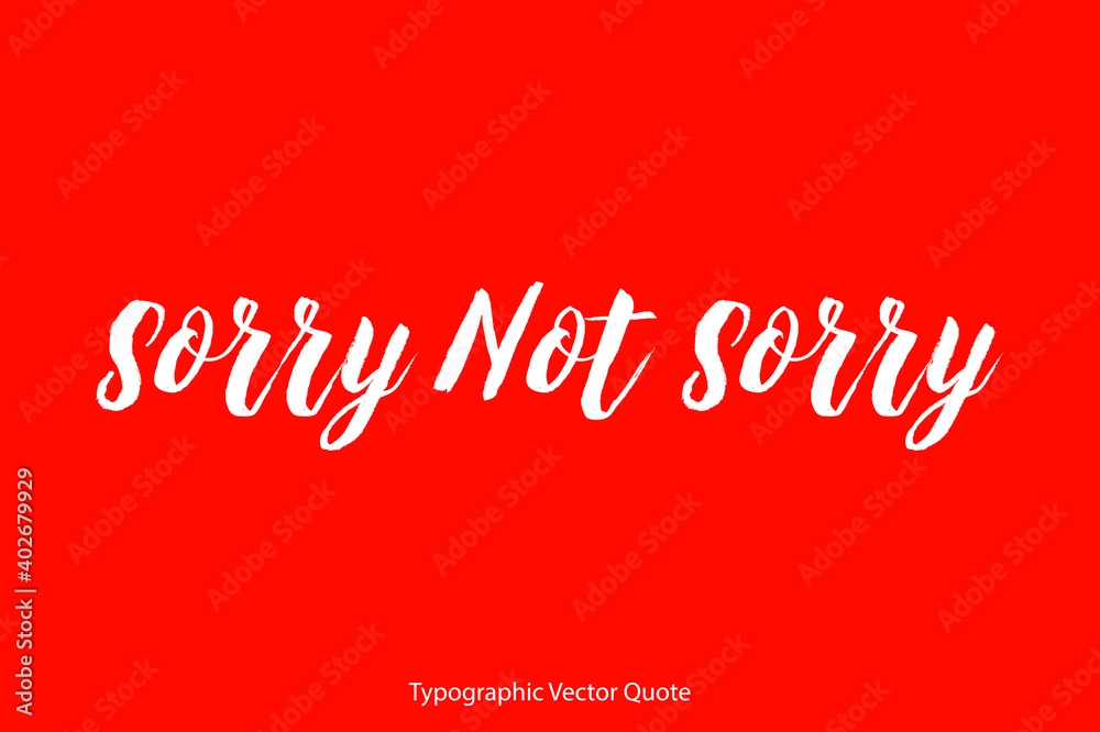 Sorry Not Sorry Brush Typography White Text Positive Quote on Red Background Sorry Not Sorry Brush Typography White Text Positive Quote on Red Background