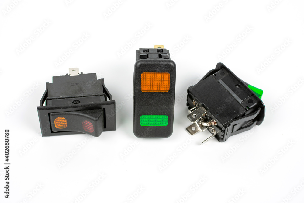 several black on / off buttons on a white background several black on / off buttons on a white background