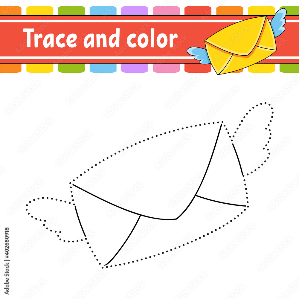 Trace and color. Coloring page for kids. Handwriting practice ...
