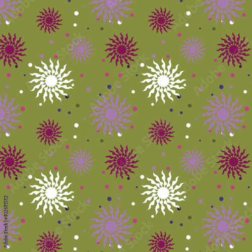 Seamless pattern with abstract snowflakes © Taisiya