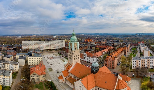 Fototapeta Naklejka Na Ścianę i Meble -  Aerial view of the Ruda Slaska city center. Upper Silesia. Poland.