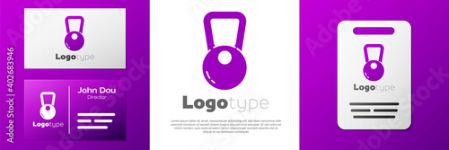 Logotype Kettlebell icon isolated on white background. Sport equipment. Logo design template element. Vector Illustration.