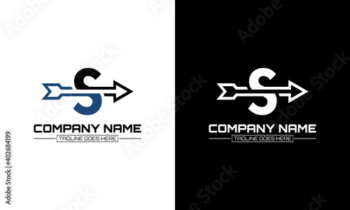Vector illustration of S logo shape arrow graphic