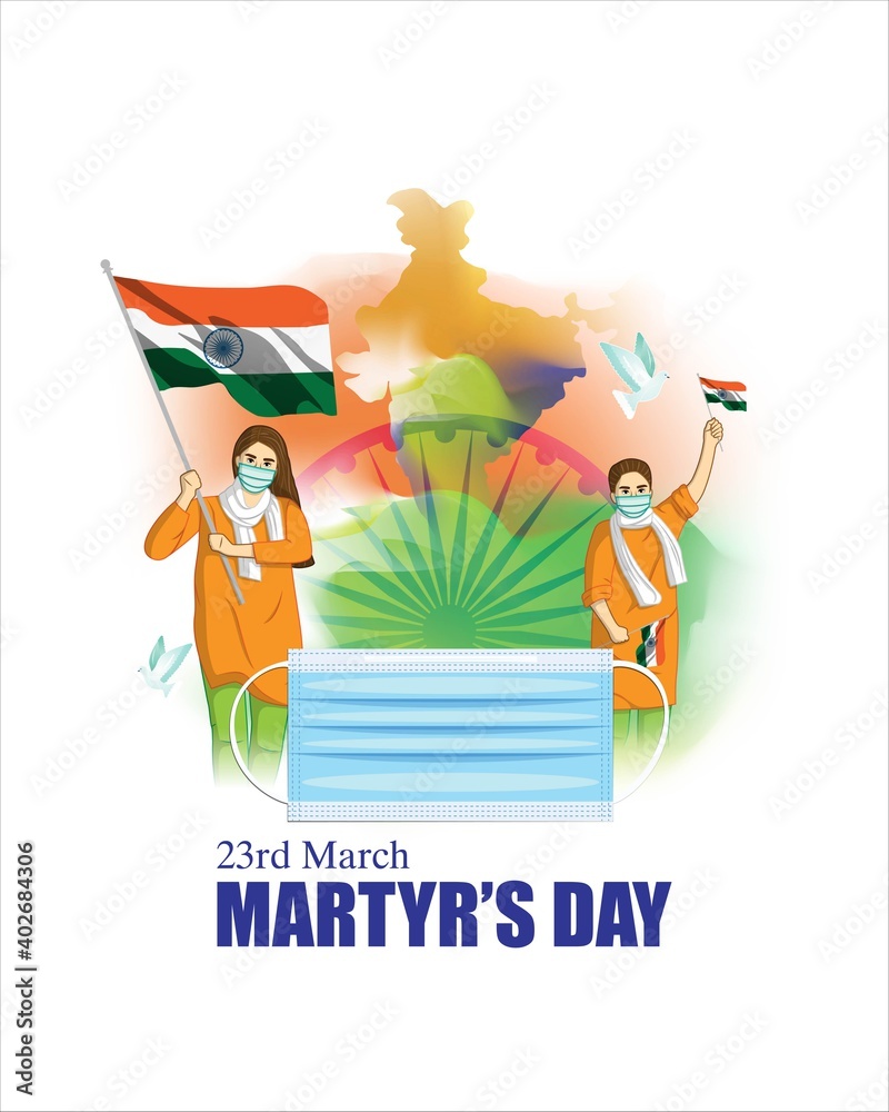 Fototapeta premium vector illustration for patriotic concept banner for Martyr's Day, 23 march with tricolor abstract background