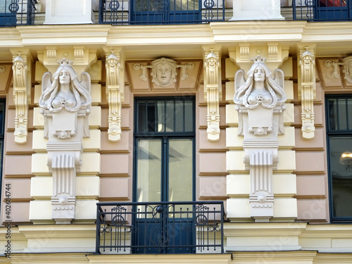 Jugendstilfassade in Riga Lettland