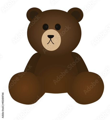 Brown sitting teddy bear. vector