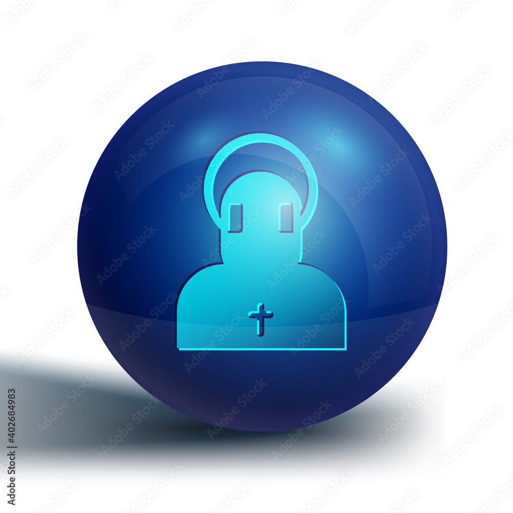 Blue Monk icon isolated on white background. Blue circle button. Vector.