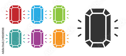 Black Diamond icon isolated on white background. Jewelry symbol. Gem stone. Set icons colorful. Vector.
