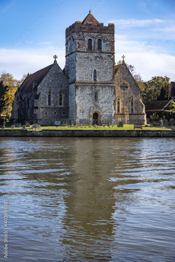 Fototapeta premium All Saints Church, Bisham, on the River Thames, England