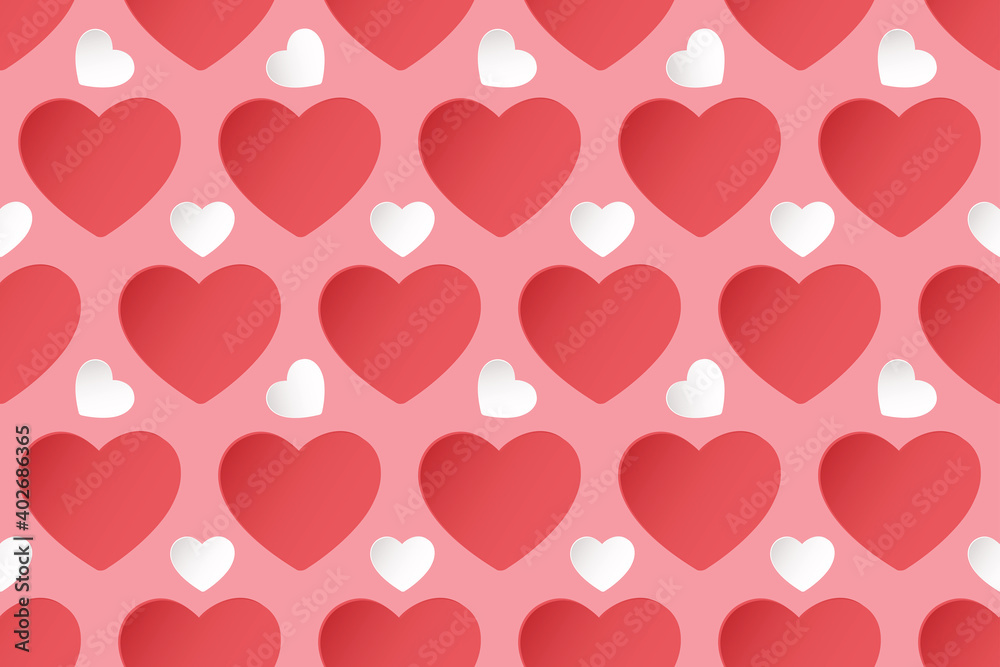 happy valentine's concept. seamless patterns with hearts. beautiful texture and wallpaper background, web page and banner design. minimal style. vector illustration