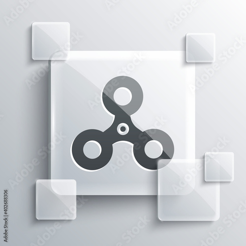 Grey Fidget spinner icon isolated on grey background. Stress relieving toy. Trendy hand spinner. Square glass panels. Vector.