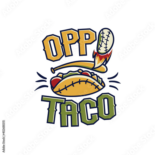 Cool Oppo Taco Baseball Sport Vector Illustration
