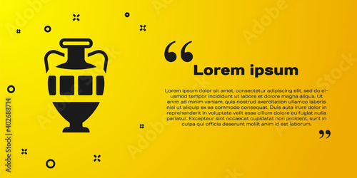 Black Ancient amphorae icon isolated on yellow background. Vector.