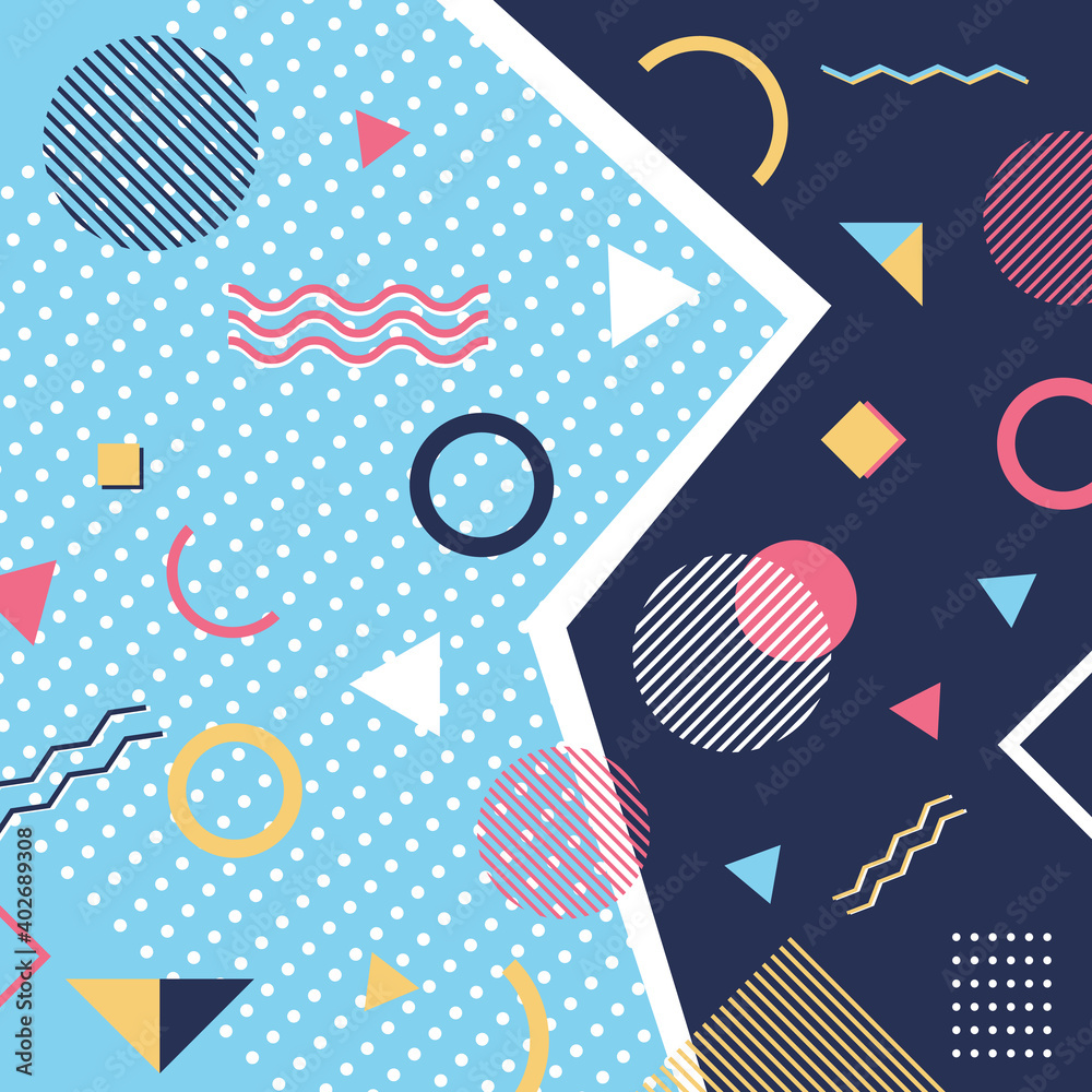Obraz premium Abstract trendy pattern background geometric elements memphis style