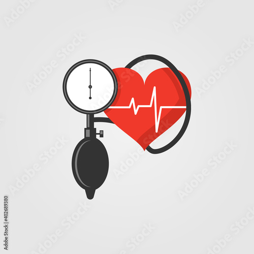 Blood pressure measuring icon in flat design style.