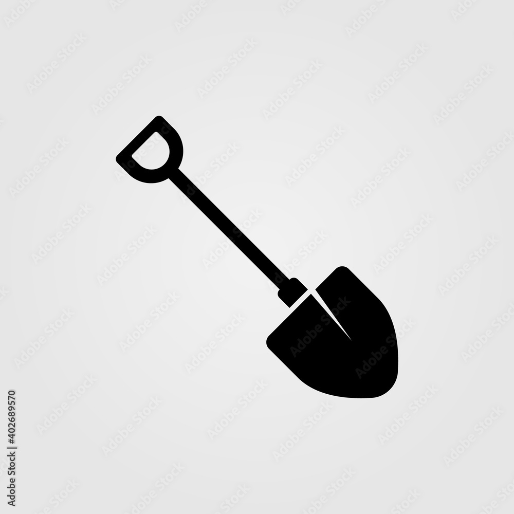 Shovel icon. Gardening concept, digging symbol. Web site page and mobile app design element.
